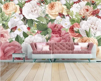 Beibehang Užsakymą tapetai modernus minimalistinio Šiaurės šalių akvarelės stiliaus rožių gėlių TV kambarį fono sienos 3d tapetai